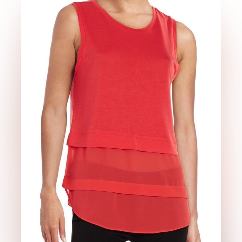Michael Kors Coral Layered Chiffon Knit Top - Size XS - Picture 1 of 6